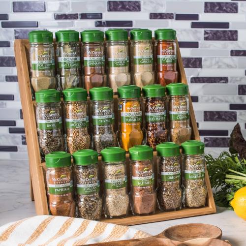 McCormick Gourmet Organic Wood Spice Rack, 24 Herbs & Spices, Holiday –  KITCHEN BATH DISTRIBUTORS