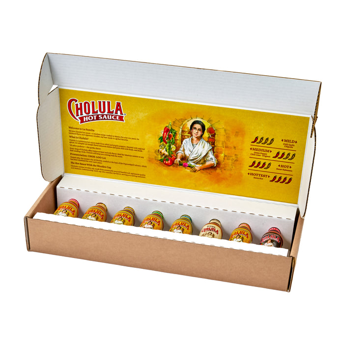 Cholula Variety Pack, 8-Count (Extra Hot, Green Pepper, Chili Lime, Chili Garlic, Chipotle, Sweet Habanero, Reserva, Original)