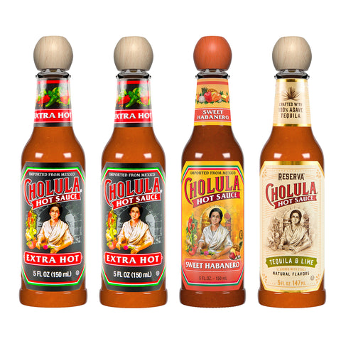 Cholula Variety Pack, 4-Count (Extra Hot [x2], Reserva, Sweet Habanero)