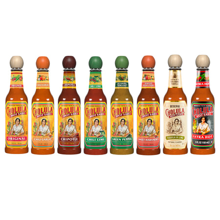 Cholula Variety Pack, 8-Count (Extra Hot, Green Pepper, Chili Lime, Chili Garlic, Chipotle, Sweet Habanero, Reserva, Original)