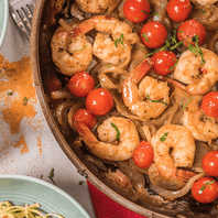 shrimp with pasta and tomatoes