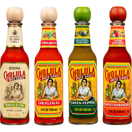 Cholula Variety Pack, 4-Count (Reserva, Original, Green Pepper, Sweet Habanero)