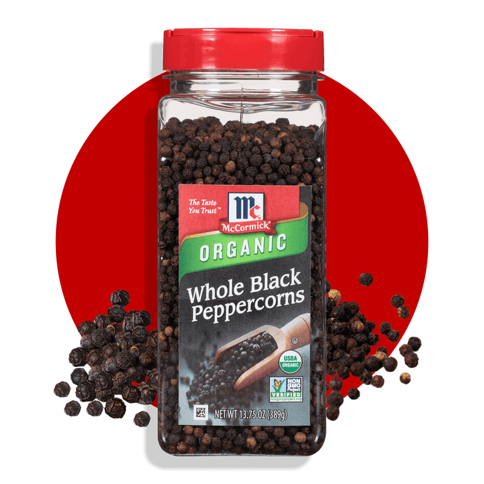 McCormick® Organic Whole Black Peppercorns, 13.75 oz