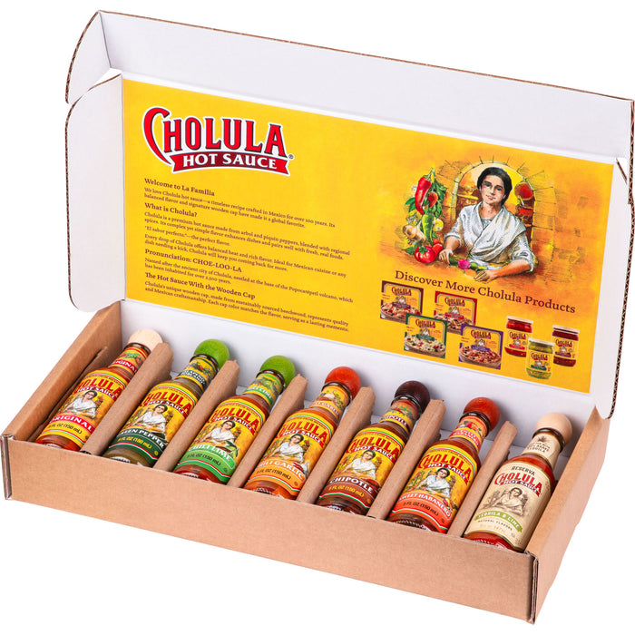 Cholula Variety Pack, 7-Count (Original, Green Pepper, Chili Lime, Chili Garlic, Chipotle, Sweet Habanero, Reserva)