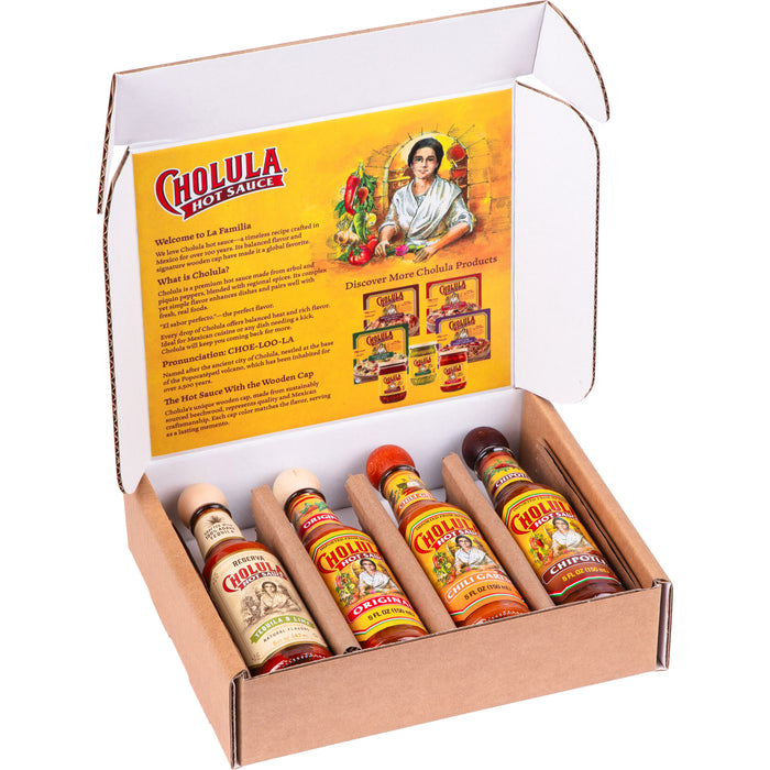 Cholula Variety Pack, 4-Count (Reserva, Original, Chili Garlic, Chipotle)