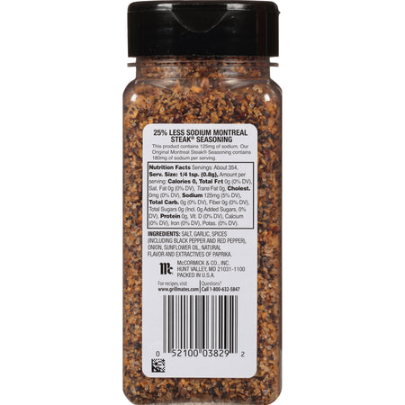 McCormick® Grill Mates® 25% Less Sodium Montreal Steak Seasoning, 10 oz