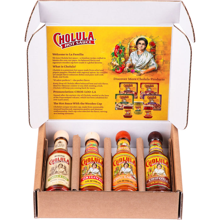 Cholula Variety Pack, 4-Count (Reserva, Original, Chili Garlic, Chipotle)