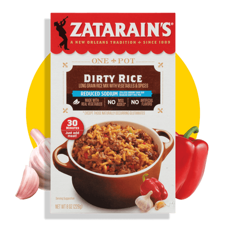 Zatarain's Reduced Sodium Dirty Rice Mix, 8 OZ (6-Pack)