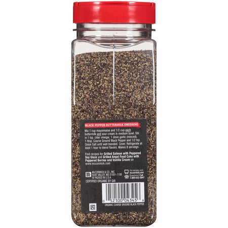 McCormick Organic Coarse Ground Black Pepper, 12.75 oz