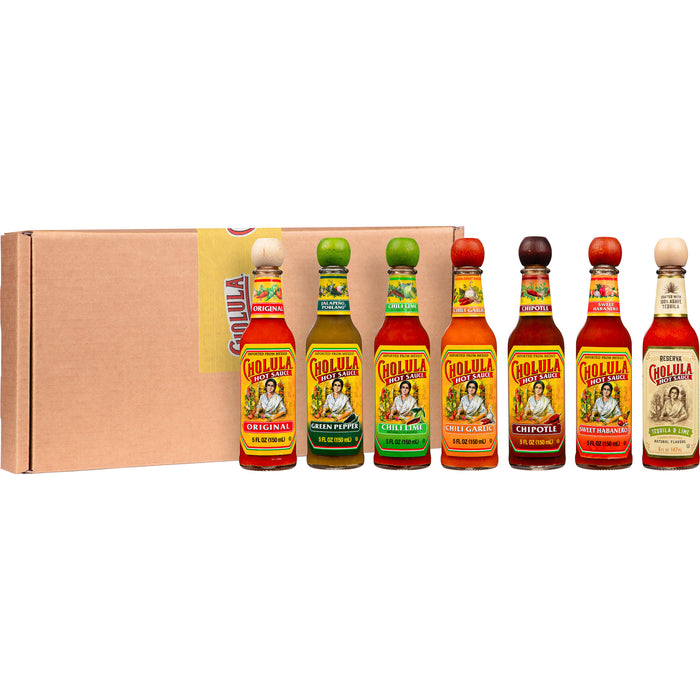 Cholula Variety Pack, 7-Count (Original, Green Pepper, Chili Lime, Chili Garlic, Chipotle, Sweet Habanero, Reserva)