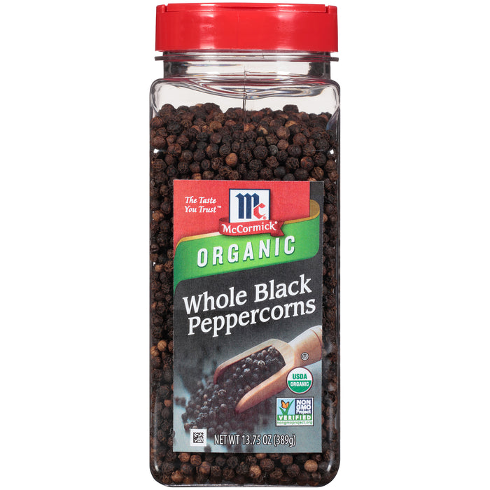 McCormick® Organic Whole Black Peppercorns, 13.75 oz