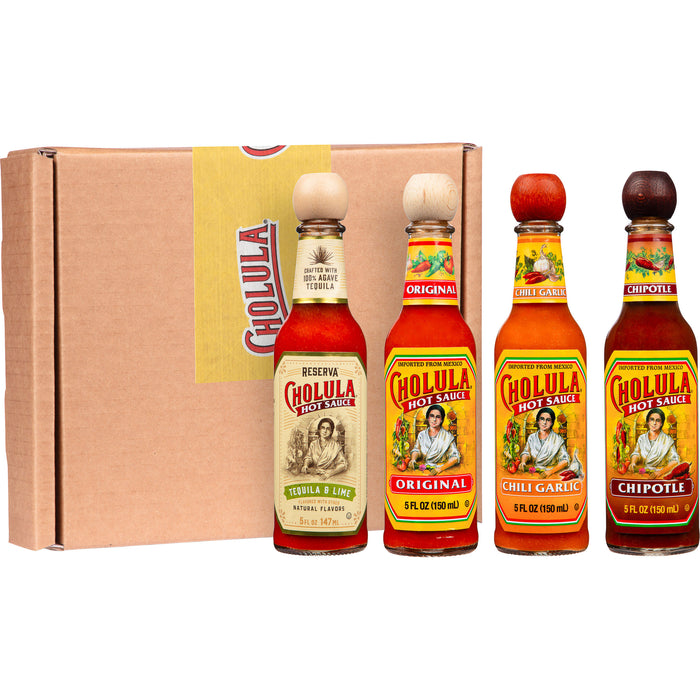 Cholula Variety Pack, 4-Count (Reserva, Original, Chili Garlic, Chipotle)