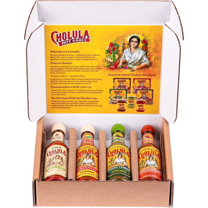 Cholula Variety Pack, 4-Count (Reserva, Original, Green Pepper, Sweet Habanero)