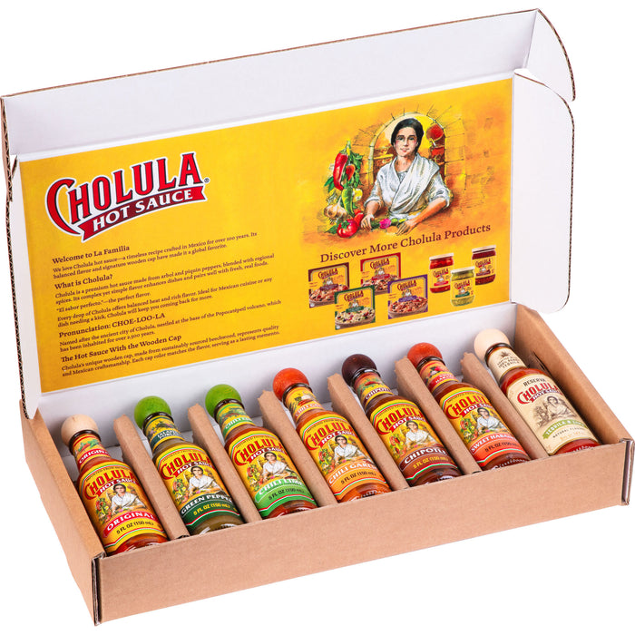 Cholula Variety Pack, 7-Count (Original, Green Pepper, Chili Lime, Chili Garlic, Chipotle, Sweet Habanero, Reserva)