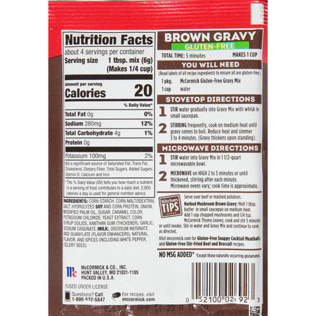 McCormick® Gluten Free Brown Gravy Seasoning Mix, 0.88 oz (12-Pack)