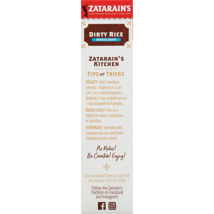 Zatarain's Reduced Sodium Dirty Rice Mix, 8 OZ (6-Pack)