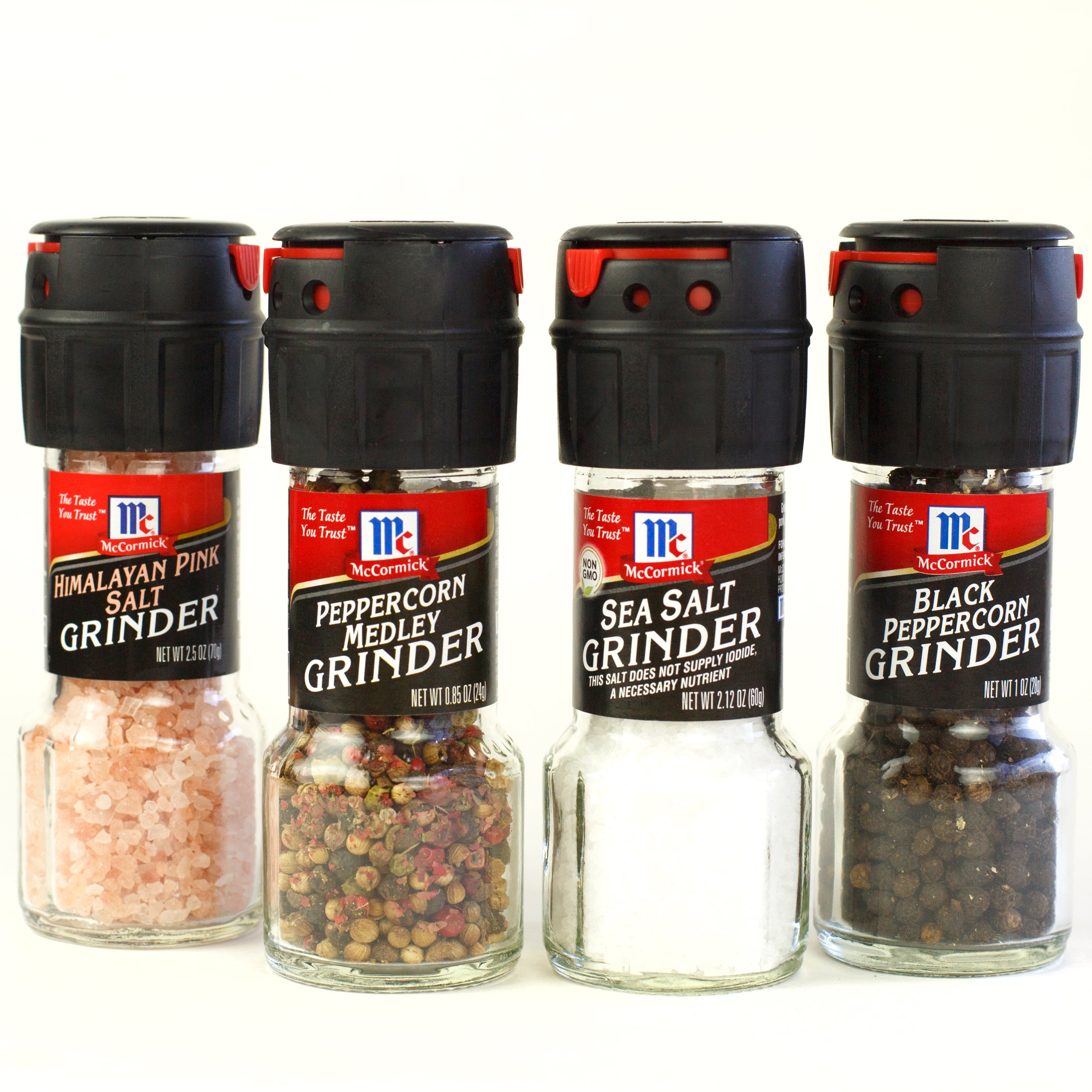 Salt and Pepper Grinder Set - Refillable Sea Salt & Peppercorn