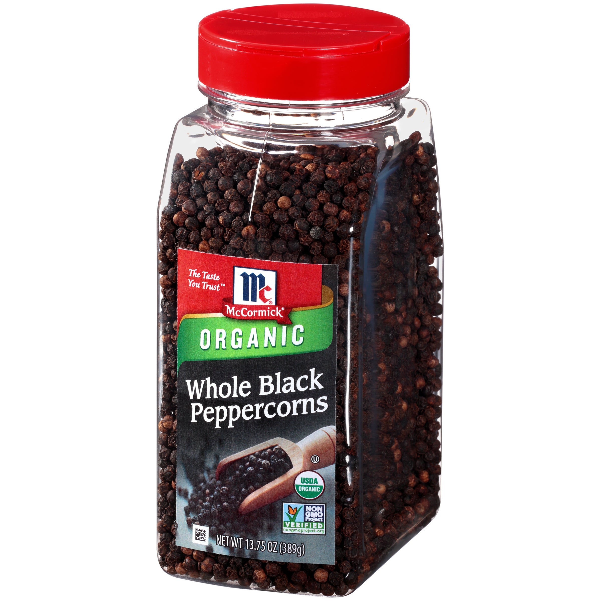 Mccormick Peppercorns, Organic, Black, Whole - 13.75 oz